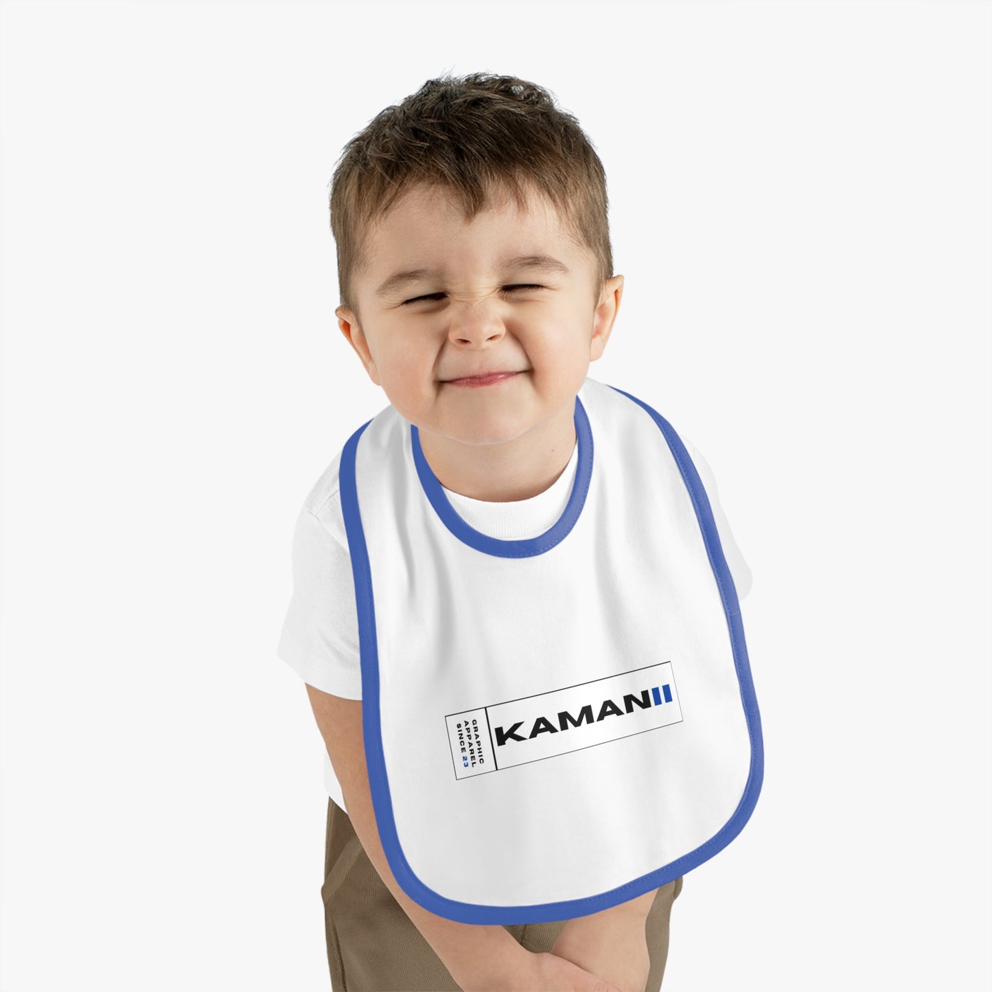 KAMANI Baby Bib - Cute Contrast Trim Jersey Bib for Infants, Cute Baby Shower Gift, Mess-Free Feeding, Baby Accessories, Newborn Gift